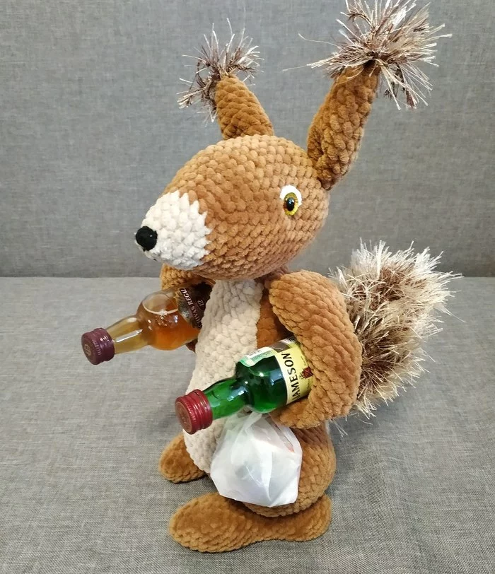 Sunday squirrel... - My, Squirrel, Needlework without process, Knitted toys, Crochet