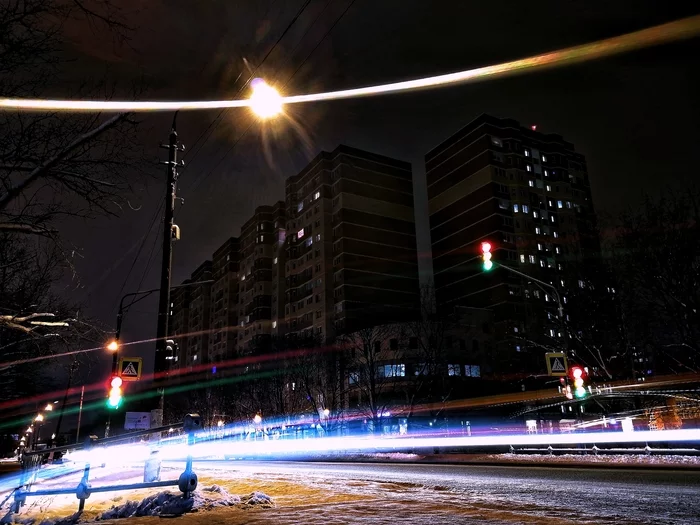 Shutter speed - My, Long exposure, The photo, Night, Transport, People, Stars, Longpost
