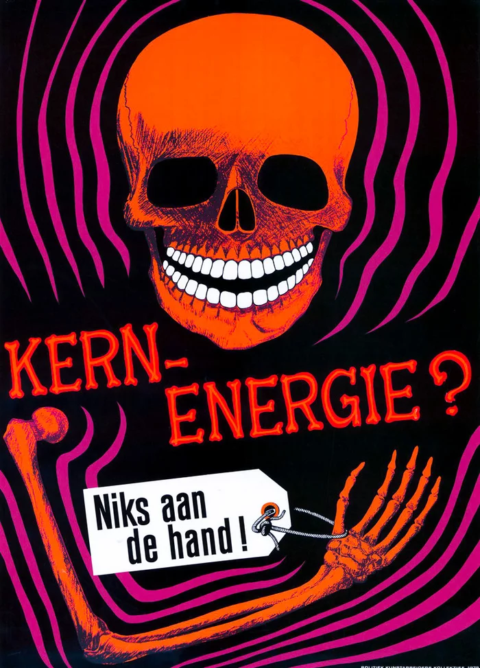 Nuclear power? Nothing to worry about!, Netherlands, 1979 - Retro, Nuclear power, Propaganda, Ecology, Skeleton, Radiation, Art