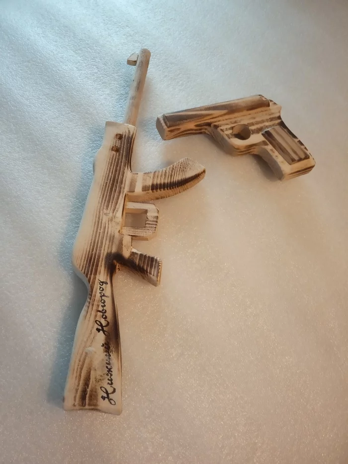 Weapons are different) - My, Souvenirs, Handmade, Tree, Pistols, Tanks, Presents, Weapon, Longpost