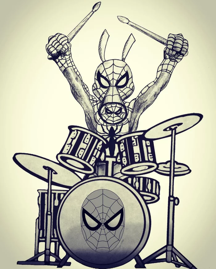 Spider rock band - My, Spider Pig, Comics, Rock, Marvel, Art, Drawing