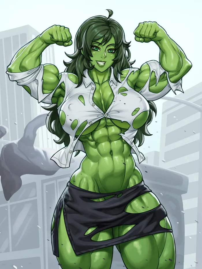 She-Hulk  hulking out for the fans - Speeh, Арт, Крепкая девушка, Сну-Сну, Женщина-Халк, Marvel