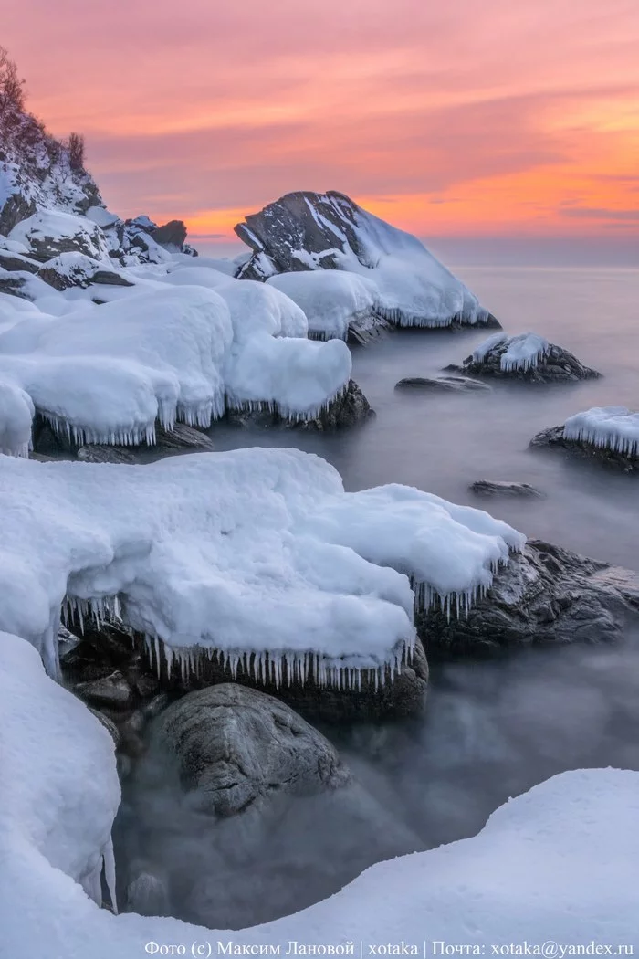 sea ??ice - My, Find, Primorsky Krai, Дальний Восток, Winter, Ice, Sea, Sunset