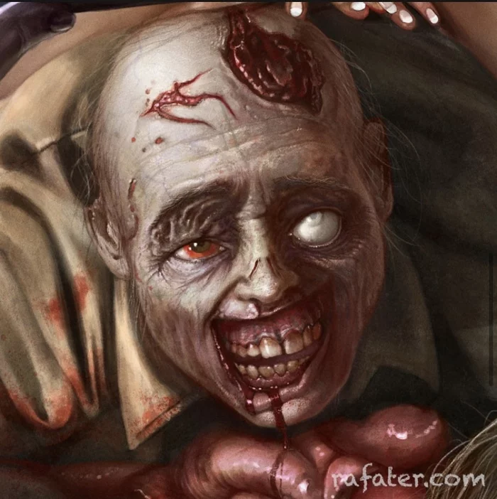 Resident evil. Mischievous zombies - Longpost, Rafael Teruel, 18+, Artstation, Zombie, Resident evil, Fan art, Art, NSFW