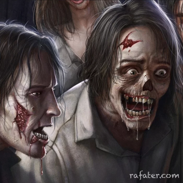 Resident evil. Mischievous zombies - Longpost, Rafael Teruel, 18+, Artstation, Zombie, Resident evil, Fan art, Art, NSFW