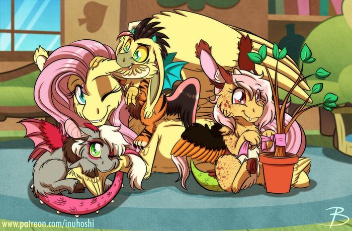 Fluttershy's Litter My Little Pony, Ponyart, Fluttershy, Original Character, Inuhoshi-to-darkpen