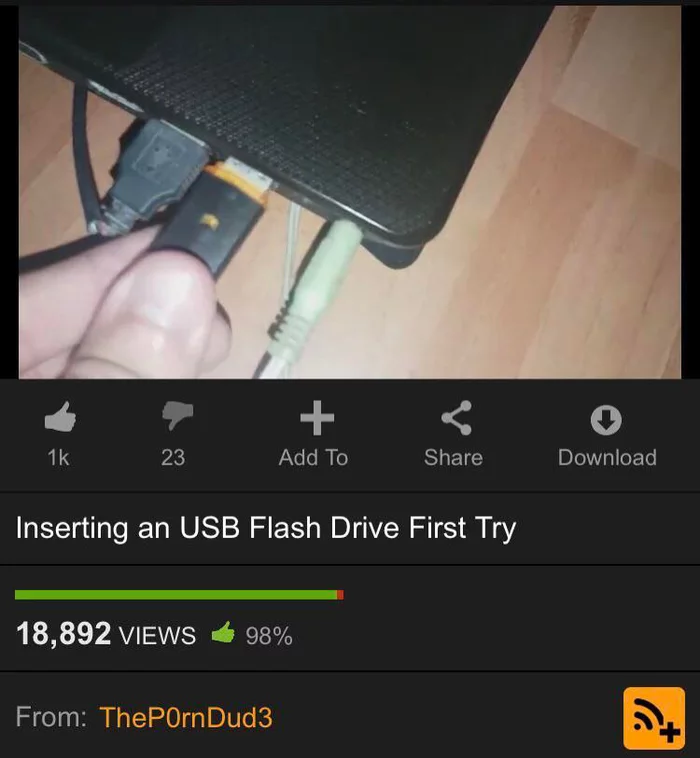 “I insert the USB flash drive on the first try” - Humor, Screenshot, Pornhub, Flash drives