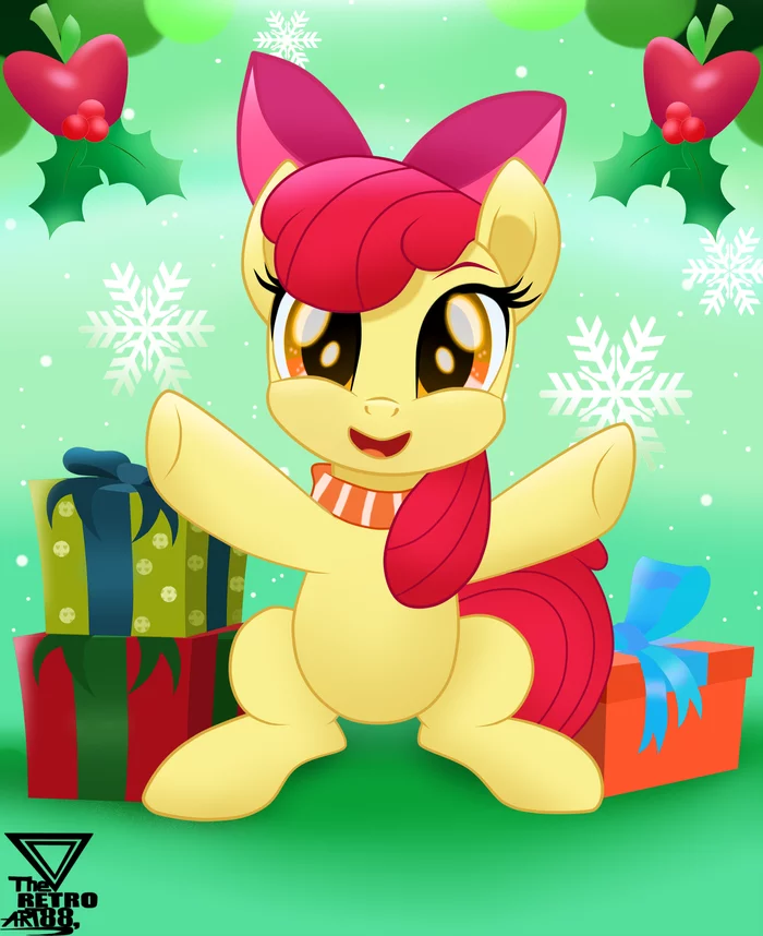 Holiday CMC - My little pony, Cutie mark crusaders, PonyArt, Theretroart88, Longpost