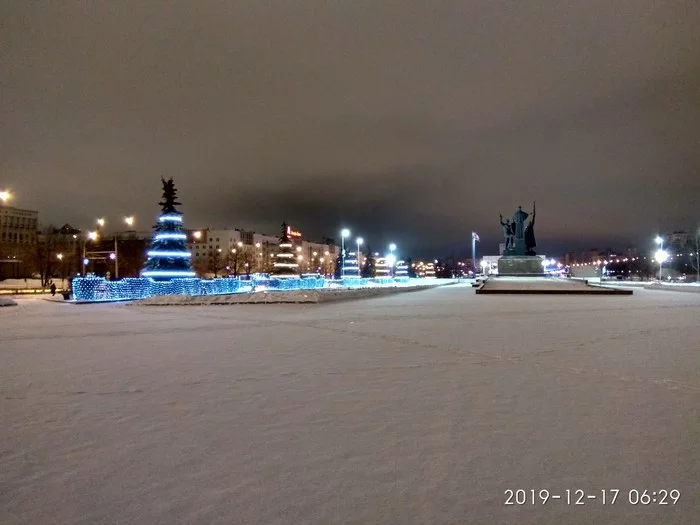 Утро на эспланаде в Перми - Пермь, Эспланада, Утро, Снег, Длиннопост