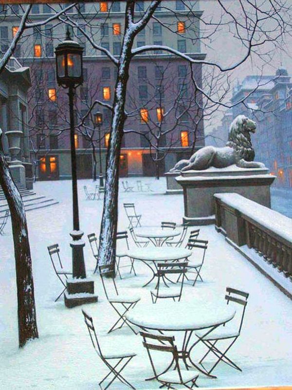 Painting by Alexey Butyrsky - Winter, Snow, Saint Petersburg