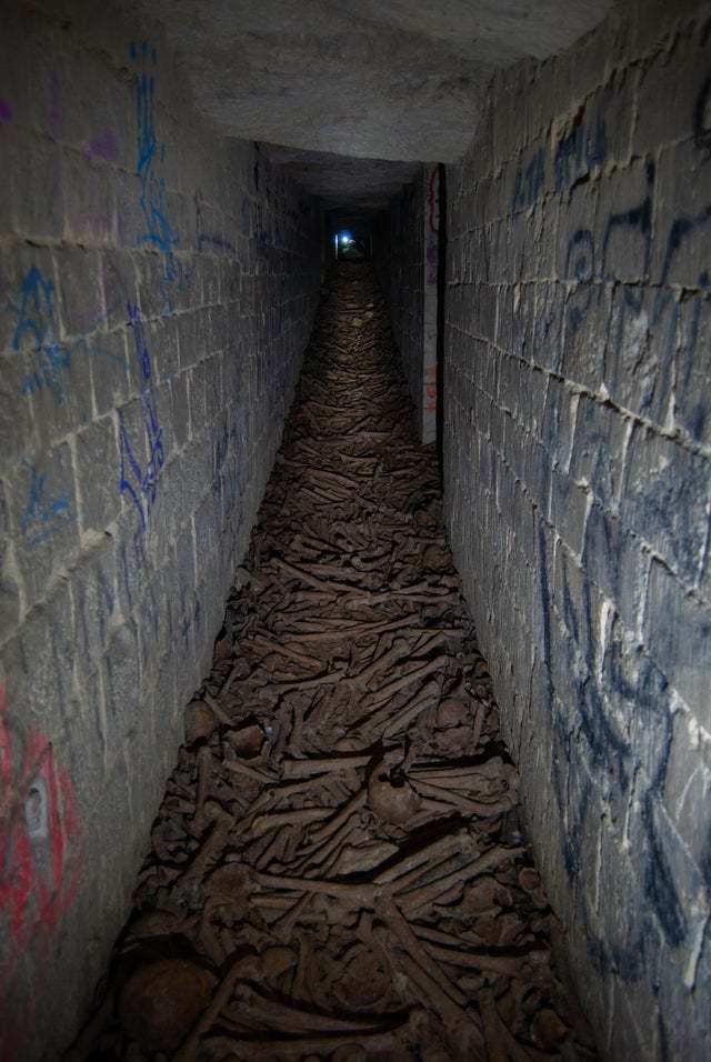 4 meters of bones underfoot - Catacombs, Paris, Dungeon, Bones