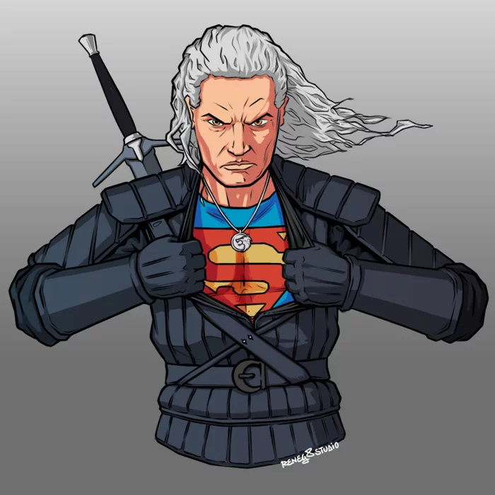 The Witcher of Steel - My, Witcher, The Witcher series, Superman, Man of Steel, Henry Cavill, Netflix, Foreign serials