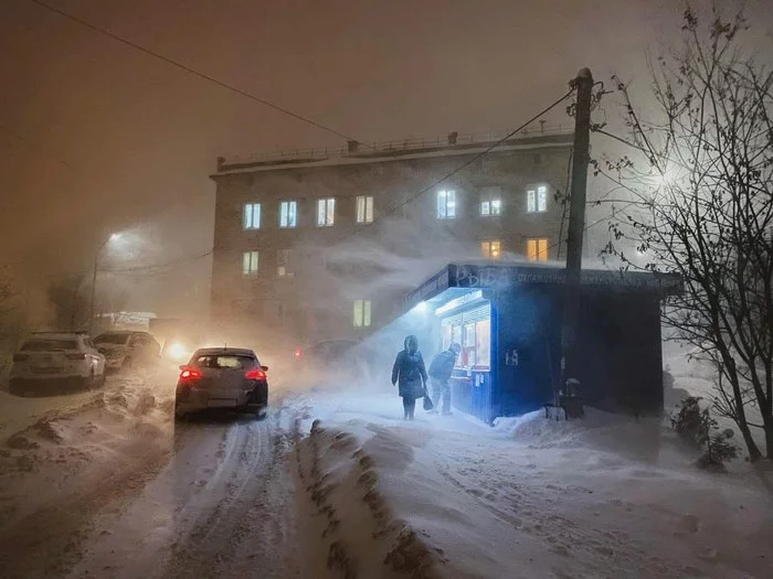 Atmosphere - Atmosphere, The photo, Snowfall, Murmansk, Stall