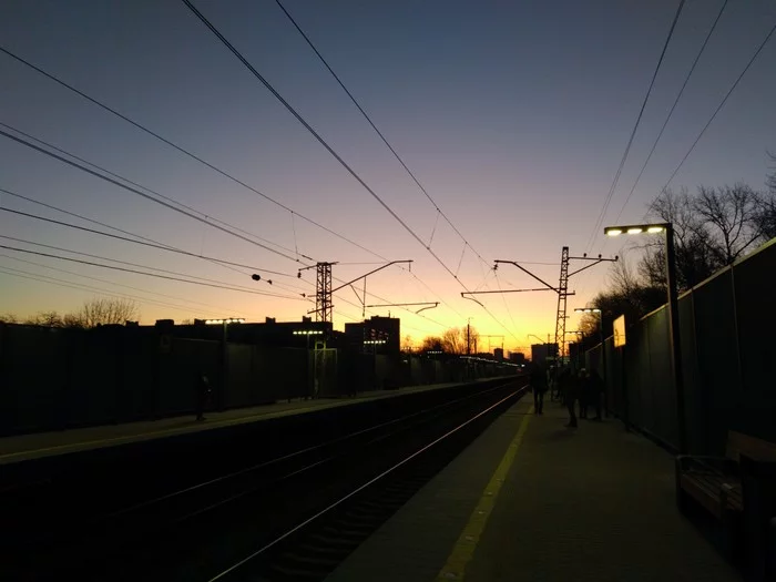 Morning beauty - My, dawn, Railway platform, beauty