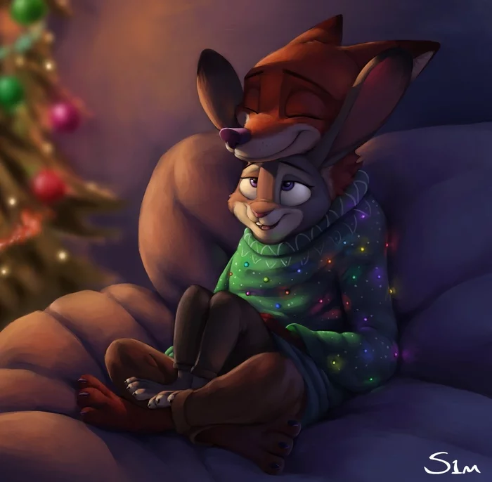 Nick's new sweater is enough for two - Zootopia, Nick and Judy, Judy hopps, Nick wilde, S1m, Art, GIF