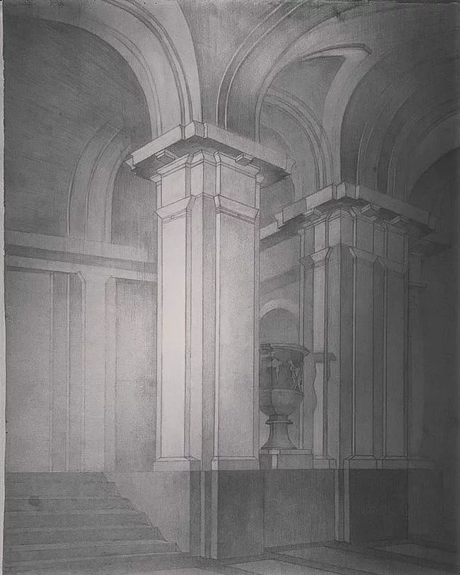 Interior of the Academy of Arts - My, Interior, Academy of Arts, Drawing, Grade, Longpost