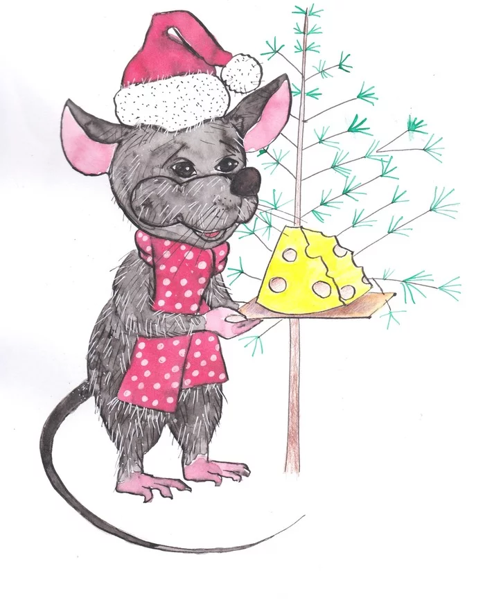 Rats - My, Rat, Year of the Rat, Luboff00, Holiday greetings, Graphics, Longpost, Drawing