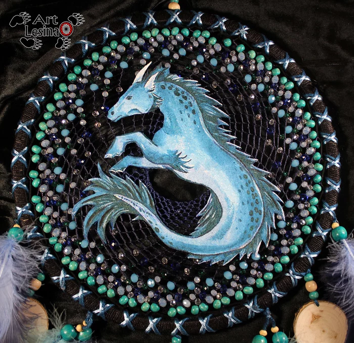 Dreamcatcher King of the sea fish - My, Dreamcatcher, Kelpie, Amulet, Needlework without process, Needlework, Longpost