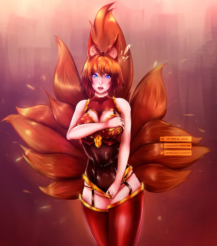 Adeptus Kitsunes Part 2 - NSFW, My, Warhammer 40k, Anime art, Anime, Lg_home, Kitsune, Neko, Longpost, Animal ears