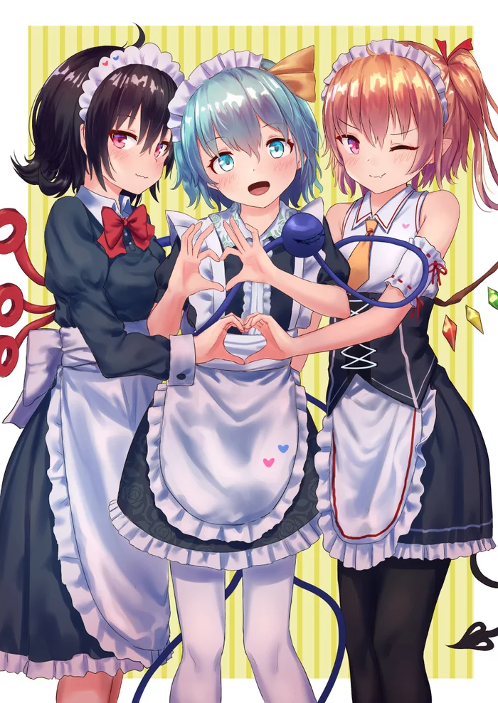 Maid trio - Touhou, Flandre scarlet, Houjuu nue, Komeiji koishi, Anime art, Anime, Roke