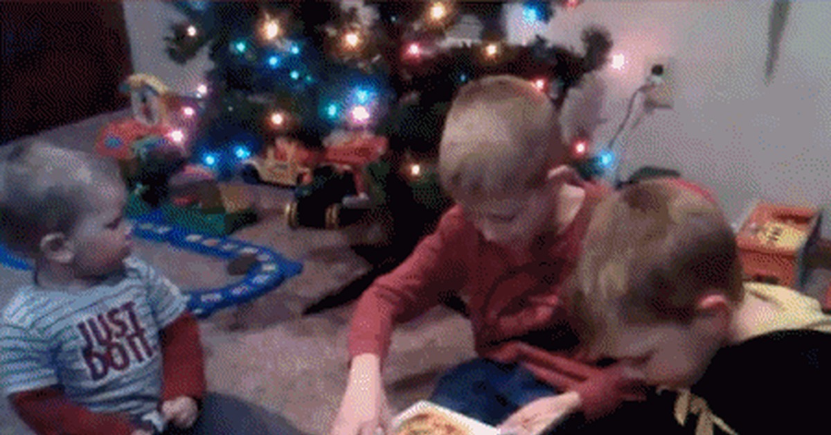 We managed without the help of a cat - Children, Christmas tree, Just Do IT, Fall, GIF