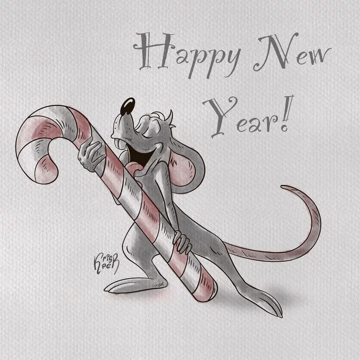 Happy upcoming year everyone - My, New Year, Rat, Lollipop, Caricature, Cartoons, Illustrations