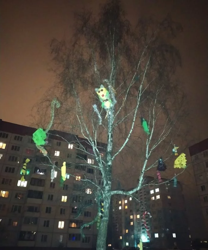 In Gatovo, people were offended by the local authorities and decorated a birch tree with toys - Gatovo, Republic of Belarus, Holidays, Christmas trees, Birch, New Year