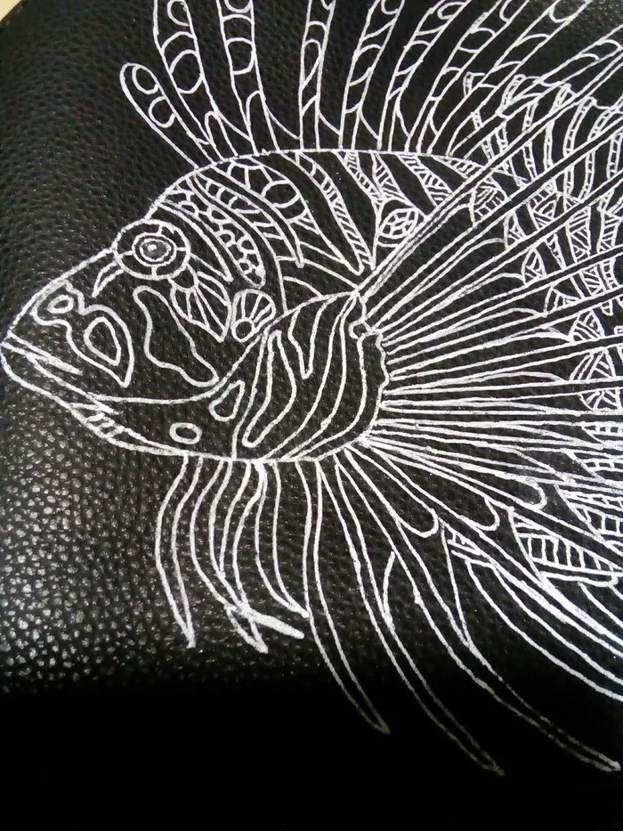 Lionfish - My, Drawing, Gel pen, Learning to draw, Longpost