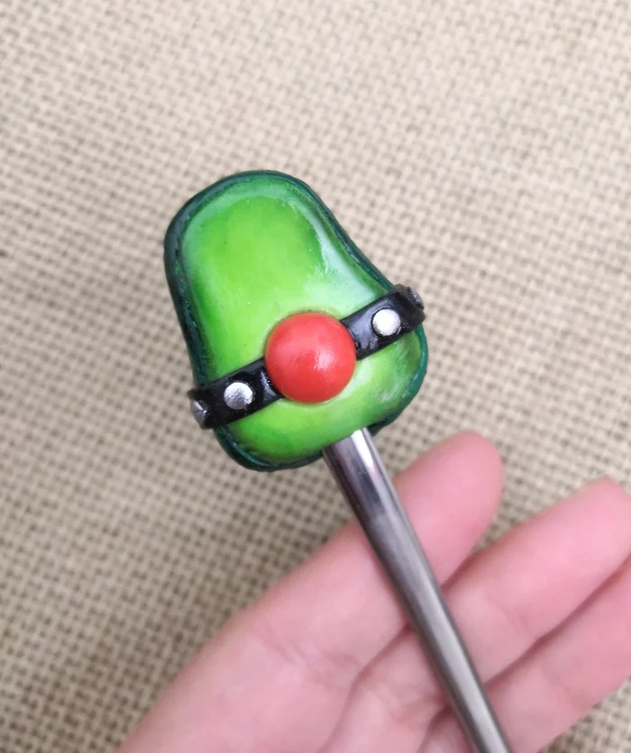 Sado Avocado on a spoon - My, Needlework with process, Polymer clay, Avocado, Spoon decor, Video, Longpost