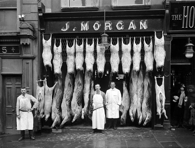 Butcher shop. England 19th century - England, Meat, Story, Vintag ES, Longpost, Butcher shop