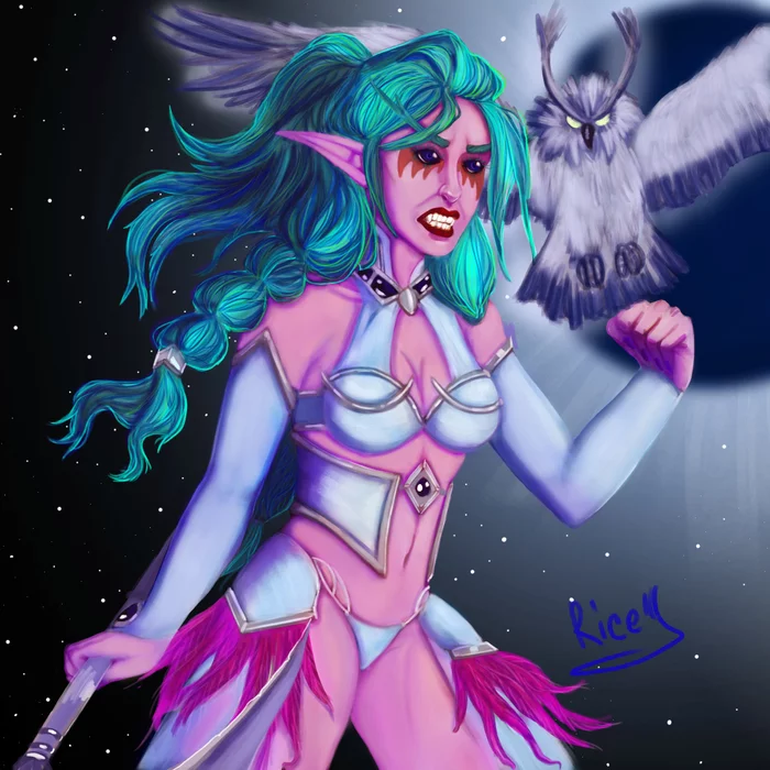 Tyrande Whisperwind. Fan art - My, Wow, World of warcraft, Art, Drawing, Painting, Warcraft, Girls