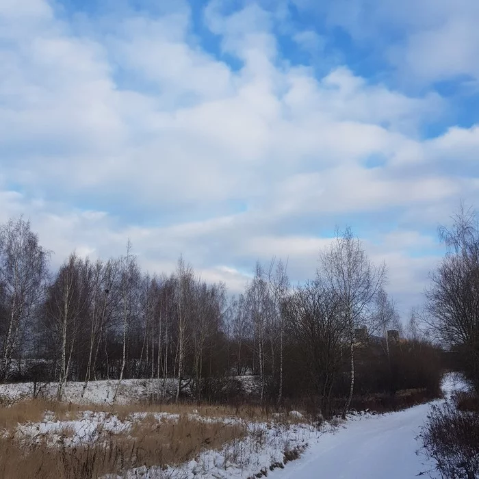 The sky is blue - My, Mobile photography, Sky, Winter, Splashed blue, Longpost