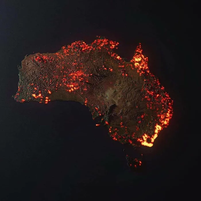 Australia is on fire - Australia, Koala, Fire, Space, Sea, Fire