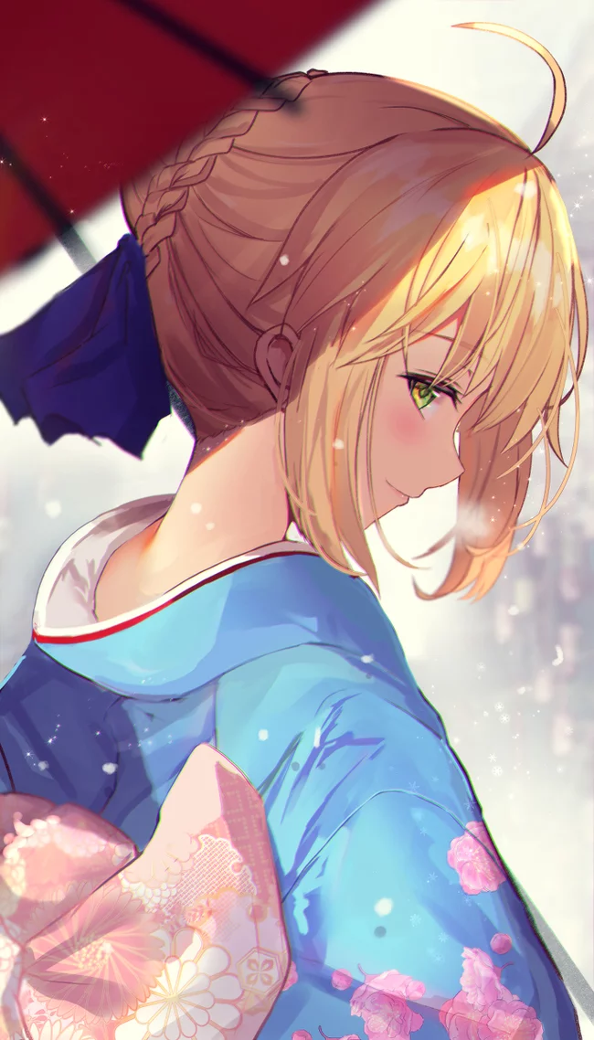 Artoria Pendragon - Аниме, Anime Art, Fate, Fate-Stay Night, Fate Zero, Artoria Pendragon, Кимоно, Tuetue13