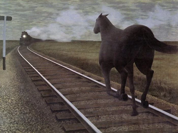 Horse and train - Painting, Unusual paintings