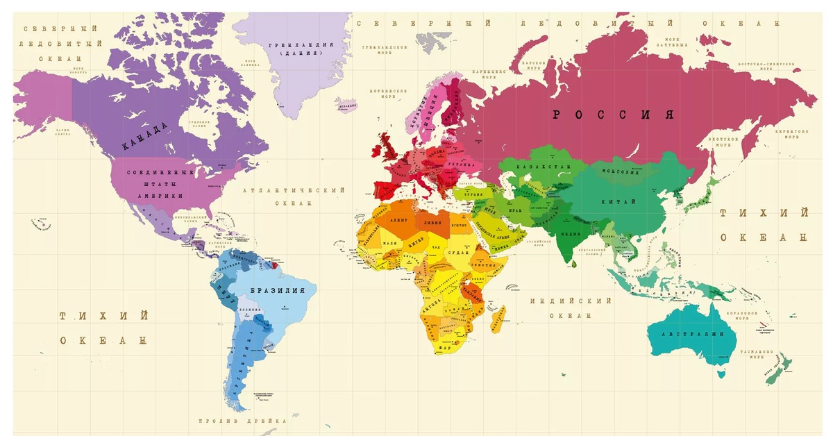 Карта стран где расположены страны