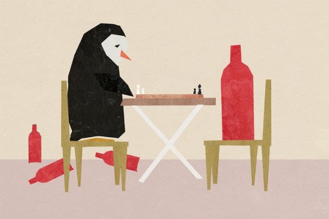 Sad penguin and a bottle of red - Art, Drawing, Penguins, Bottle, Friends, A selection, Longpost