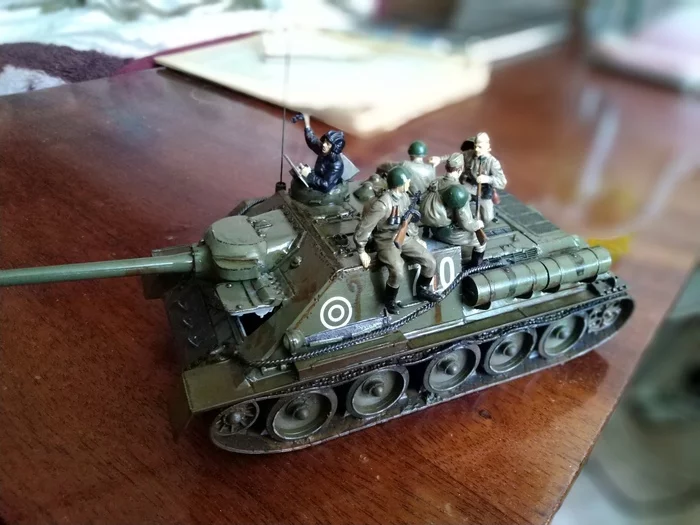 Taxi to Berlin. SU-100 with troops - My, Stand modeling, Modeling, Prefabricated model, Su-100, Tanks, The Second World War, Self-propelled gun, Longpost