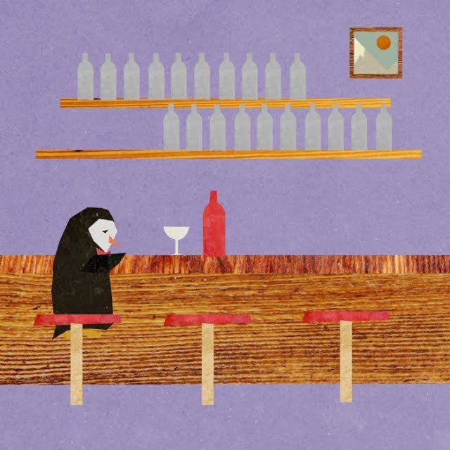 Sad penguin and a bottle of red - Art, Drawing, Penguins, Bottle, Friends, A selection, Longpost