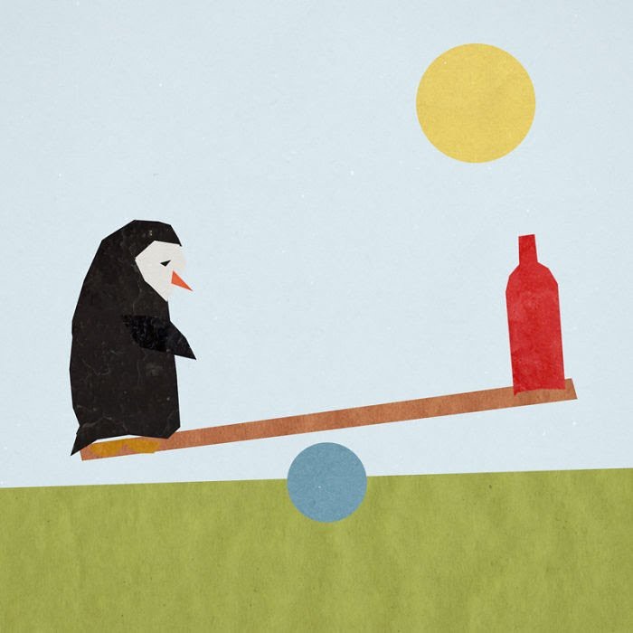 Sad penguin and a bottle of red - Art, Drawing, Penguins, Bottle, Friends, A selection, Longpost