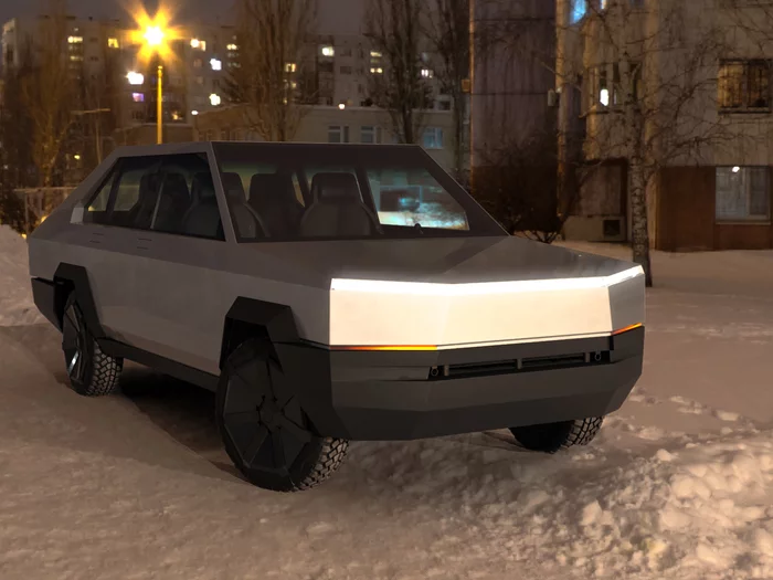 Tesla Cybertruck версия для России - Моё, Tesla, АвтоВАЗ, Рендер, 3DS max, Tesla Cybertruck