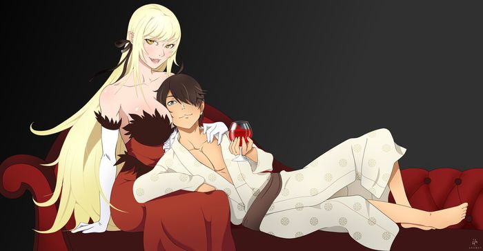 They say... there is a reference to the legendary Anime) - Anime art, Anime, Araragi koyomi, Kiss-Shot Acerola-orion Heart-under-blade, Monogatari series