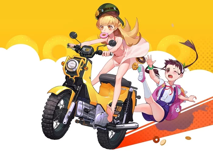 Ёкарный бабай... Жми) - Anime Art, Аниме, Shinobu Oshino, Hachikuji Mayoi, Арт, Monogatari series