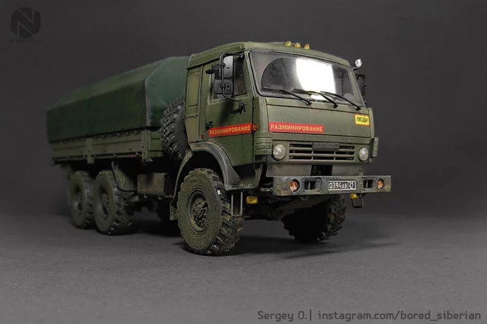 KamAZ-5350 Mustang in scale 1:35 - My, Scale model, Stand modeling, Scale 1:35, Kamaz, Truck, Hobby, Longpost