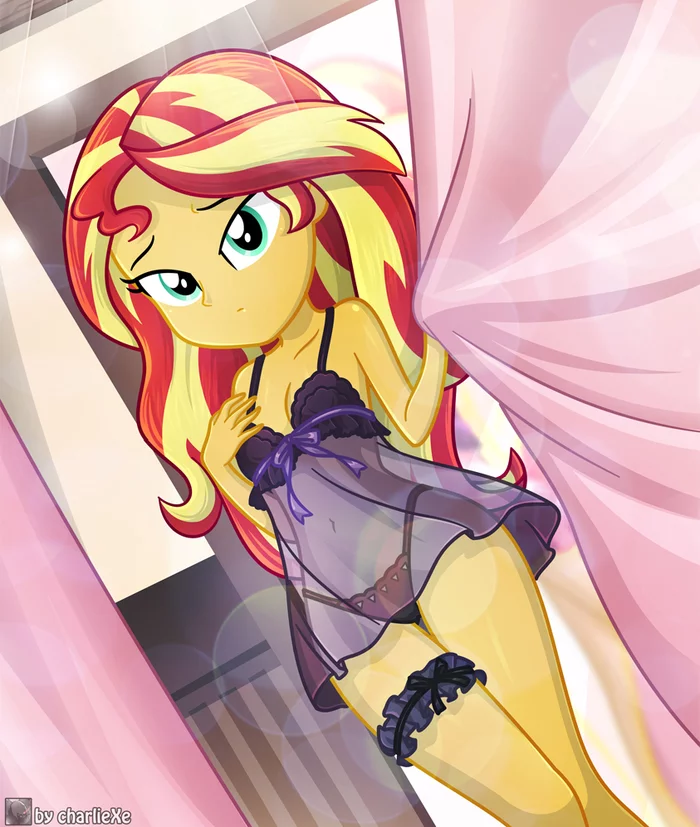 You're trying to sleep, and then Sunset comes - My little pony, Equestria girls, Sunset shimmer, Charliexe, MLP Edge