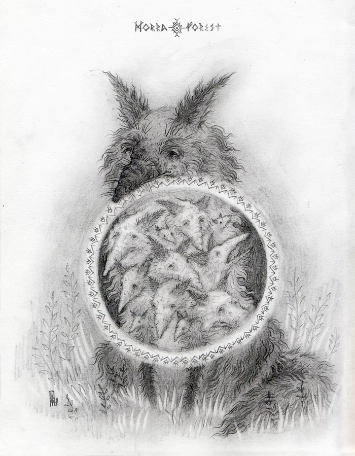 Guts - My, Pencil drawing, Graphics, Animals, Fox, The Bears, Deer, Longpost