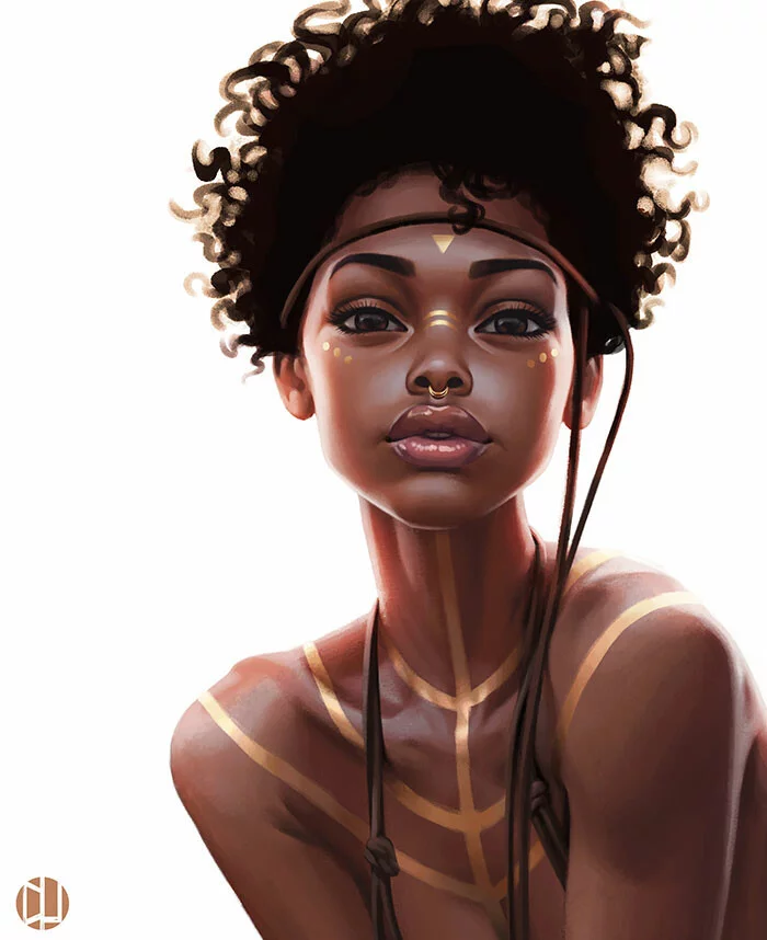 Gold - Art, Drawing, Girls, Africans, Daniela Uhlig