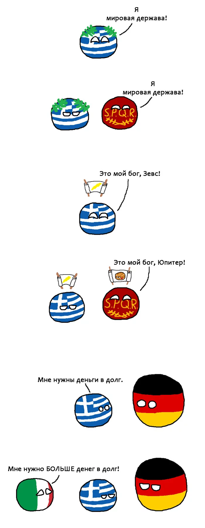 There's always an Italian who does it better - Countryballs, Comics, Translated by myself, The Roman Empire, Greece, Italy, Germany, Longpost