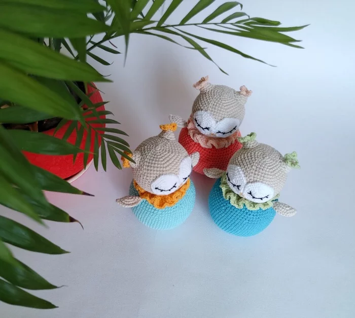 Tumbler Owls - My, Needlework without process, Toys, Knitted toys, Handmade, Hobby, Longpost