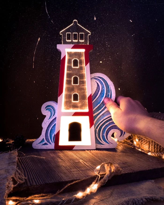 Lighthouse - My, Night light, Lighthouse, Handmade, Wood products, Lamp, Longpost